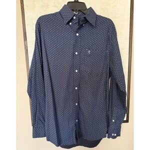 Rafter C Shirt Mens Medium Blue Pro Flex 45 Performance Western Rodeo Cowboy